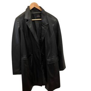 Ave Les Filles Women's Black Jacket Size L Mid-Length Button Front